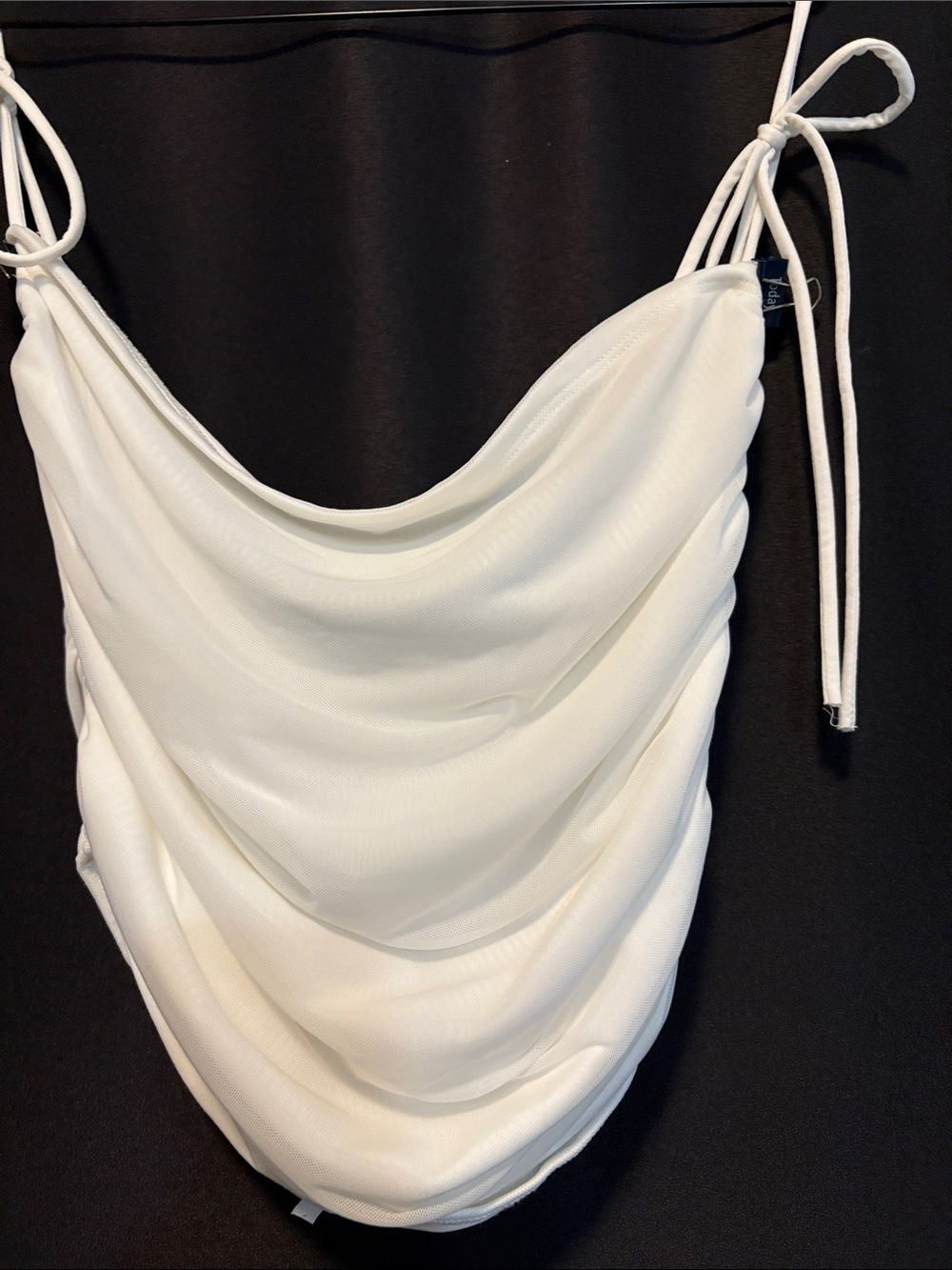 Fashion Nova White Draped Cowl Bandeau with Adjustable Tie Straps